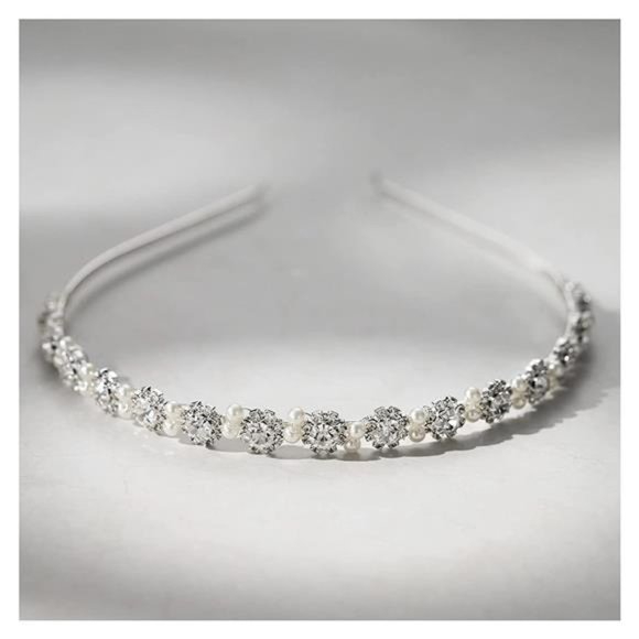 SWEETV Flower Girl Headpiece Silver Girls Headband for Wedding Crystal Floral - Picture 5 of 7